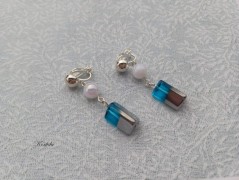 Náušnice fialové s černou (96/18)