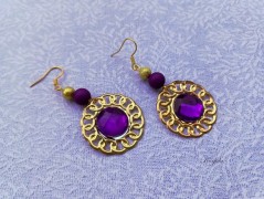 Náušnice fialové s černou (96/18)