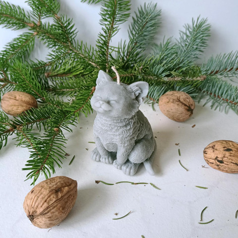 Kočka- svíčka domov zvíře dekorace dárek svíčka kočka vosk žlutá pozornost pudl 