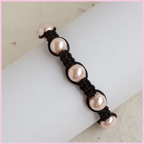 Macramé - černo růžový macramé náramek 