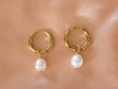 Zlatý korálkový náramek s perlou