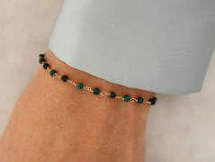 Zlatý korálkový náramek s perlou