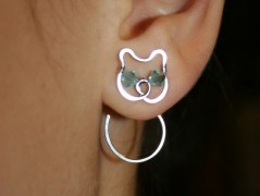 Náušnice  - Kočka černoočka - ocel