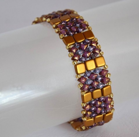 Náramek - zlato fialový náramek zlatá fialová 